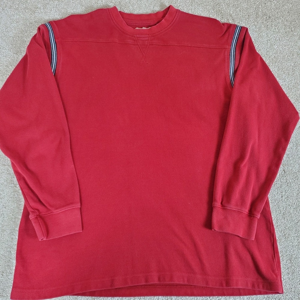 Vintage‎ Point Zero Shirt Men's Red Ribbed Shirt Size Large Long Sleeve